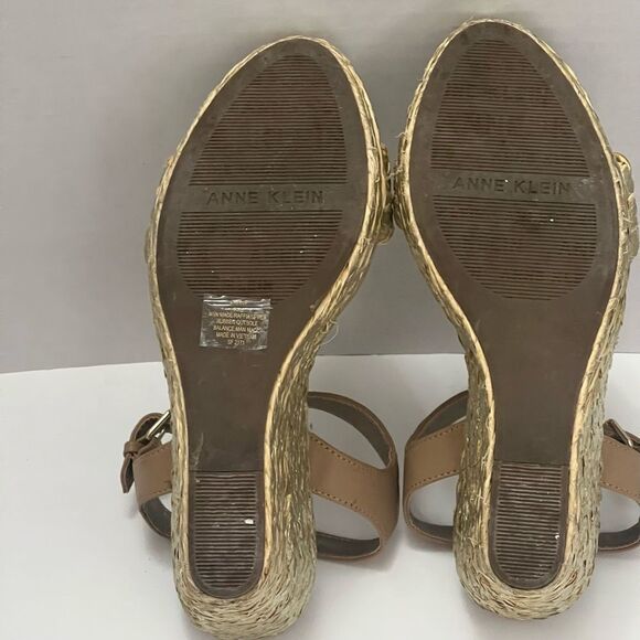 Anne Klein Lina Espadrille Wedge Shoes Women’s‎ 10 Gold Woven Metallic Designer - Picture 10 of 16